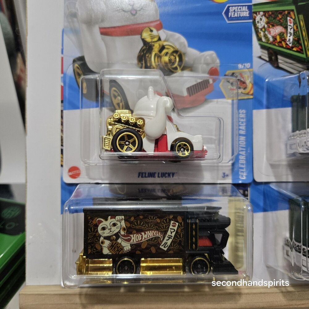 Hot Wheels Lot of 4, Feline Lucky White + Raijin Express Green Black Lot - Picture 2 of 7